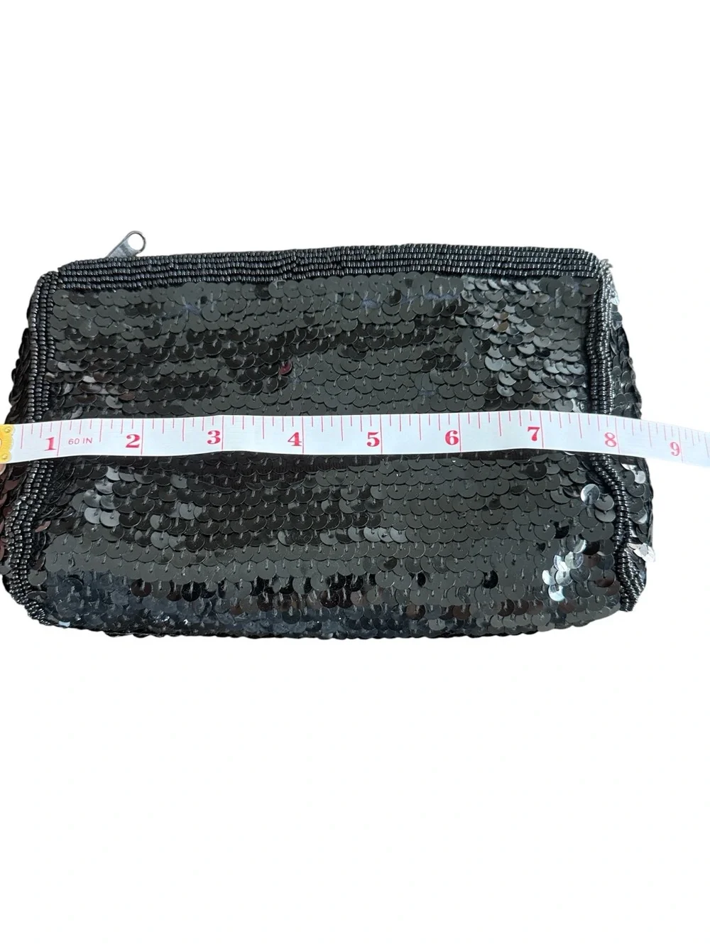 Vintage Joan Bari Black Sequin Beaded Slouchy Clutch/evening Bag